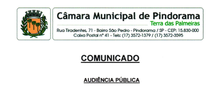 Comunicado - Audiência Pública